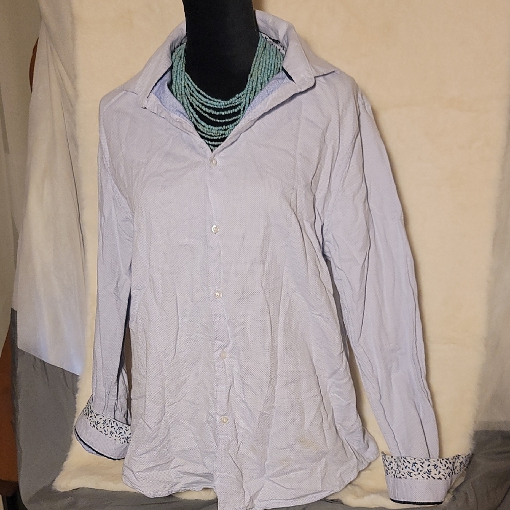 Sky Blue Shirt with Decorative Cuffs